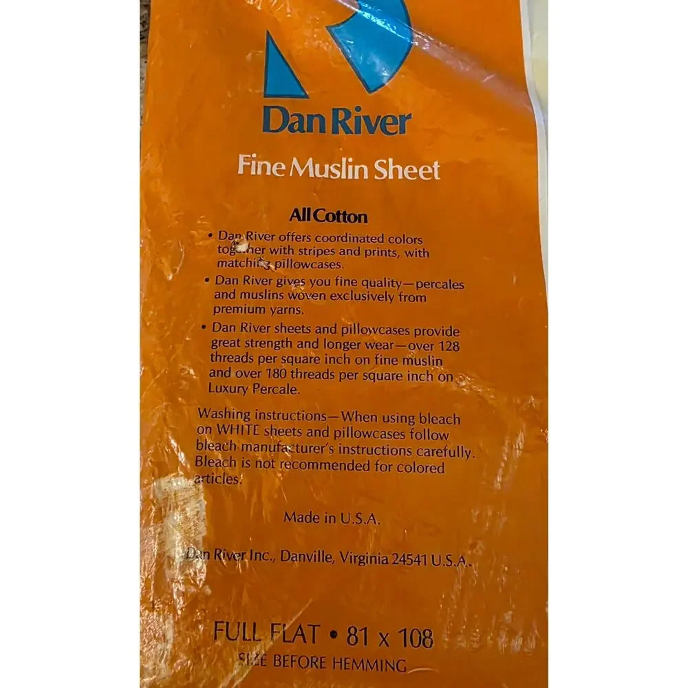 vintage Sheet Fine Muslin‎ Full Flat Dan River Yellow USA 81x108